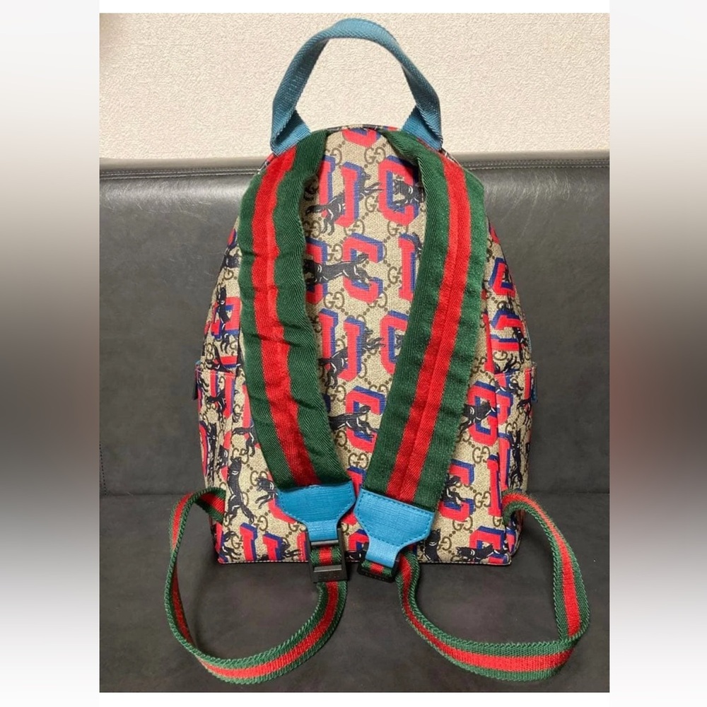 Gucci Red And Blue Patterned Backpack - image 3